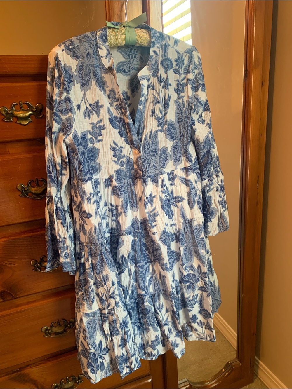 CHOKLATE PARIS Blue Floral Mini Dress - Women's Casual Tiered Tunic